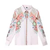 Runway Vintage Floral Print Womens Ladies Top Shirt Clettle Collar Button Botton Maniche Long Casual Party Ol Office Vacilla