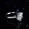 Cluster Rings YINHED Luxury Classic 6 Big 5 Moissanite For Women 925 Sterling Silver White Gold Plated Wedding Jewelry Ring