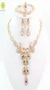 Fashion Crystal Flower ketting oorbellen voor vrouwen 18K Gold vergulde Afrikaans kostuum sieraden sets8498857
