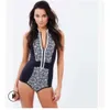 Swimsuit Black and White Printed One Piece Bikini Hot Spring Bikini