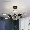 Chandeliers Nordic LED Lighting Modern Acrylic Black Gold Pendant Hanging Lights Bedroom Living Room Dining Lamps Lustre