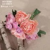 Dekorativa blommor Champagne Peony Bouquet Imitation Flower Family Decoration Wedding Artificial Party