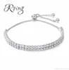 Trenela Silver Cz Crystal Tennis Bracelet Braça de pulseira de pulseira para mulheres Jóias de moda de casamento Charming Bracelet DS5324906513