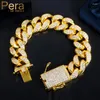 Link Bracelets Pera High Quality Chunky Clear Broken Cubic Zirconia Hip Hop Cuban Gold Color For Women Party Jewelry B128