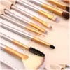 Makeup Brushes 12Pcs/Set High Quality Kit Wood Handle Portabel Travel Toiletry With Retail Bag Drop Delivery Health Beauty Tools Acces Otrm7