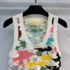 325 2024 Runway Summer Brand SAme Style Sweater Sleeveless White Crew Neck Fashion Clothes High Quality Womens D875
