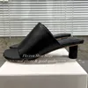 Tofflor mode runda häl kik tå festskor glider på för kvinnor svarta mule sandaler sexiga zapatos mujer