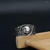 Cluster Anneaux Tai Ji Ring 925 Thai Silver Craft Style chinois Yin-Yang Bagua Art Classic Unisexe Party Bijoux Gift Oeuvre ajustée