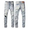 Fioletowe dżinsy męskie dżinsy designer dżinsy męskie obcisłe dżinsy luksusowy projektant dżinsowych pant w trudnej sytuacja