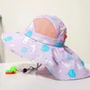 Berets Summer Kids Sun Hat с шляпой с шейной лопатой широкие пляжные шляпы Brim Buckt