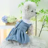 Dog Apparel Clothes Spring Cat Princess Dress Pink Floral Collar Small And Medium-sized Clothing