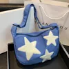 Shoulder Bags Women Canvas Messenger Bag Versatile Star Adjustable Strap Pentagram Satchel Zipper Tote Student Book
