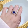 Cluster Rings Luomansi Luxury Ring 7x9MM Tanzanite S925 Silver Shining Jewelry Women's Anniversary Party Birthday Mother Gift