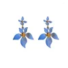 スタッドイヤリングエレガントブルー5ペタル女性のための花