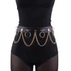 Riemen dames rok riem vrouwelijk pu lederen hiphop rock nachtclub sexy jeans jurk ronde punk met metalen taille ketting