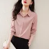 Damesblouses streetwear vrouwen werken top y2k lange mouw casual Koreaanse stijl knoop elegante shirts voor dames roze kantoorwerkkleding