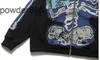 24SS Autumn/Winter Trendy Hoodie Teng Yuanhao Little Lightning Skull Impresso Zipper com Velvet Hellstar