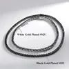 Ewya Full 3456,5 mm Collier de tennis noir pour hommes Femmes S925 Colliers de chaîne de cou en or noir plaqué en argent Gift 240418