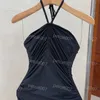 Sexy Halter Biquini Sexy Leakback One Piece Swimsuit Women Stretchwear moda moda de maiô impresso para traje de surf para festa de praia