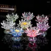 Candle Holders Colorful Crystal Glass Lamp Holder Buddhist Flower Tantric Candlestick Tibetan Indoor Collection Desktop Decorative