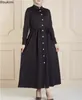 Vêtements ethniques 2024 Muslim Abaya pour femmes Cardigan Longue robe élégante lacets plissés maxi Dubaï Turquie Kaftan Robe Islam Femme