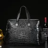 Carry-ons Real Cuir Crocodile Motspèdes Sac de valise masculine Sac d'affaires Double fermeture à glissière Sac à bagages de tête