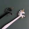 Pens Yaratıcı Unicorn El Yapımı Cam Dip Kalemi Seti Kristal Çiftler Penholder Kaligrafi Çeşmesi İmza Kalemler Sevimli Hediye Dolgulu Mürekkep