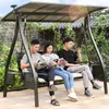 Camp Furniture Outdoor Swing Stoel met zonne -energie Licht Balkon Binnenplaats Lazy Hangock Garden Rocken