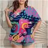 Womens Plus Size T-Shirt 2023 Women Tshirt Fun Iti Print Female Clothing Fi Summer Short Sleeve Top Casual O-Neck Tee Ladies Plover U3 Dhwup