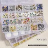 CHUNSHU 24 Grid Nail Art Decorations Mixed Retro Gold Silver Gem Metal Zircon 3D Nail Charms Luxury Planet Diamond Manicure 240416