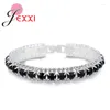 Link Armbanden Nieuwste ontwerp 925 Sterling Silver Women Classic Sieraden Clear Kubieke Zirkoon Bracelet Bangle Groothandel CZ Crystal