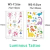 Tatouage lumineux Enfants autocollants bras art de corps brillant art dinosaure pirate licorne sirène dessin animé 240418