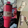 Estoque 40oz h2.0 rosa comso parada flamingo copos ombre gradiente copos com alça e palha