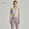 2pcs-Suit Lu und Align Yoga BH Shorts, mit Brustpolster, wunderschöner Rückenübung Fiels, zweiteiliges Set für Frauen-Zitronen-Fitness-Training