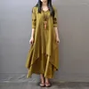 Abiti casual Donne Primavera/Summer A-Line Abito a V-Neck Women's Long Manleeve Fashion Fashion giapponese Harajuku Simple Solid Chic