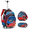 Bags Children 3pcs Boys Schoolbag Set with Wheels Trolley Bag with Lunch Bag Rolling School Backpack Set Wheeled Backpack for Girls