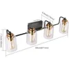 Vintage Black Metal Bathroom Vanity Light with Clear Glass Bronze Fixtures - Wall Mount Sconce Lighting for Elegant Bathroom Decor (7600-5 Lights)