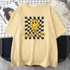 T-shirt féminin T-shirt de motif jaune heureux Strt Summer Oversize Tops Coton Plus taille T Vêtements T-shirt décontracté respirant Y240420