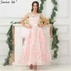 Party Dresses Pink Sleeveless Sexy Ankle Length Evening 2024 Handmade Flowers Beading Tulle Gowns Real Po LA6694