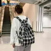 Sac à dos mode Rucksack Femmes de grande capacité Plaid vintage Sac à dos pour les étudiants STRAP ALIGABLE PORTABLE POUR LES SPORTS DE VOYAGE