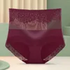 Women's Panties Sexy Lace Mesh Embroidery Solid Colors Leakproof Briefs Comfortable Thongs For Women High Waist Plus Size