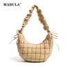 Hobos MABULA Ruffled Quilted Padded Shoulder Purse Lightweight Feather Down Hobo Pillow Bag Brand Designer Elegant Women Sling Handbag