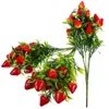 Décoration de fête 3 PCS Simulation ménage Bouquet de fraises Garland Decor Branches artificielles PVC DIY