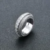 Hip Hop Men's and Women's Rings Five Row Diamond Swivel Ring Ring S925 Silver Jewelry Custom