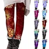 Leggings femminile 2024 Modello di fiocchi di neve in alce natalizio ad allenamento in vita ad alta vita Leggins Pantaloni fitness pantaloni