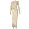 Casual Dresses Solid Color Dress Women Chic Timeless Sticked Pleated Maxi For Cocktail Parties Weddings Special