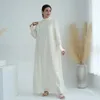 Ubranie etniczne Ramadna Abaya podszewki shinny belted muzułmańska luźna długa sukienka elegancka impreza szata islamska Dubaj Turcja Skromna równina kaftan