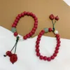 Accessorio geomanzia antico elefante cinese-chic koi elastico a mano imitazione vermilion gioielli duri per tallone femmina