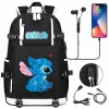 Rugzakken Stitch USB grote capaciteit Tieners Studenten Schoolbags Vrouwen Men Men Laptop Travel Backpack Boy Girl Kids School Book Bags