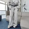 Retro Wash Tie Dye Denim Set Men High Street Casual Loose Jean Jackets Wide Leg Jeans Male Spring 2 st. Sets Hip Hop Fashion Suit 240415